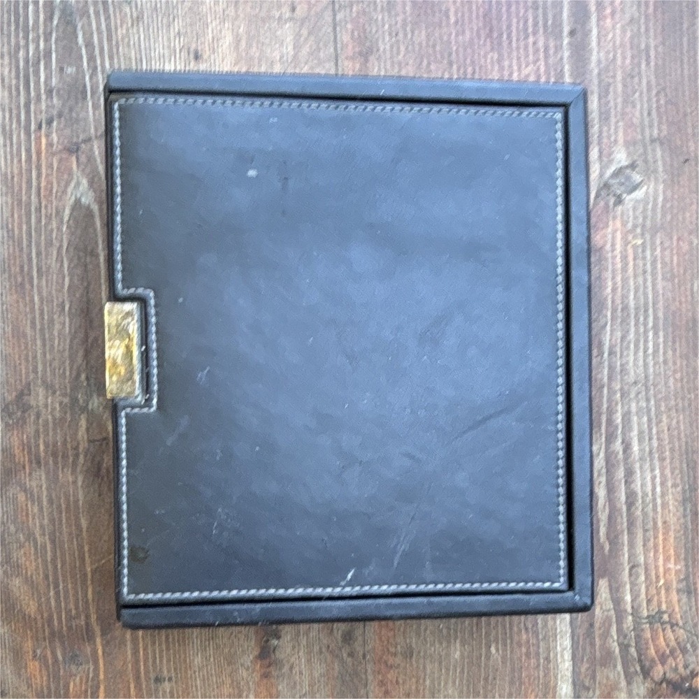 Vintage COACH Black Leather Valet Stash Box Desk Dresser Catch All Trinket Case